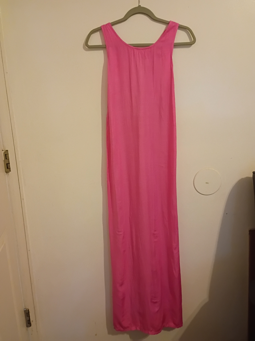 Stateside Bright Pink Maxi Twist Back Sleeveless Dress Viscose Sz L